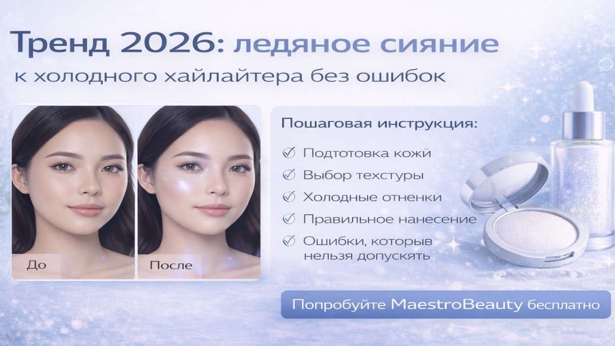 Тренд 2026: ледяное сияние — как добиться холодного хайлайтера без ошибок